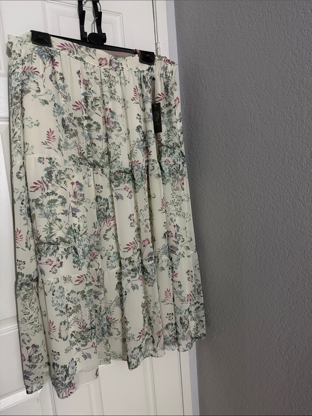 Vince Camuto Cream Maxi Skirt with Green & Pink Floral